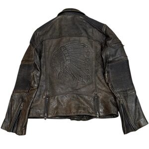 VTG Wilson’s Distressed Leather Biker Jacket Men’s Medium M Brown Moto Classic